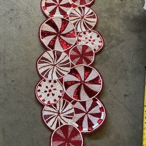 Gorgeous Beaded Small Candy Cane Christmas Table Runner